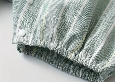 襟付きグリーンcottonロンパース59〜90💚即納