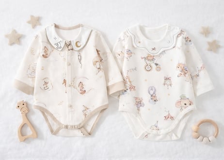アニマルコットン襟付きロンパース59〜66