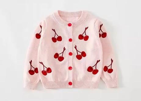 チェリー刺繍リンクカーディガン80〜130/S〜XL