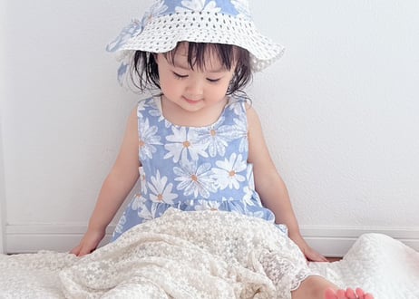 フラワービックリボンワンピース帽子付き73〜100