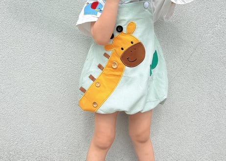 きりんさんのグリーンサロペット70〜110即納