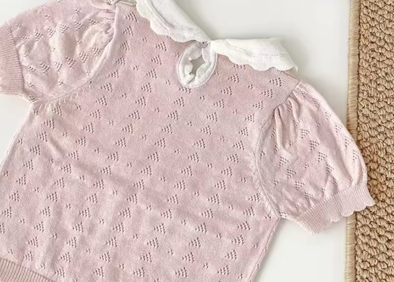 珍品 名作 80s-90s 襟付き パステルピンクニット パステル襟付きサマーニット73〜110 | Prince