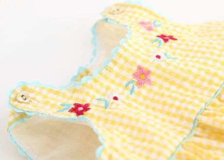 ギンガムチェックアヒルさん刺繍ワンピース80〜130