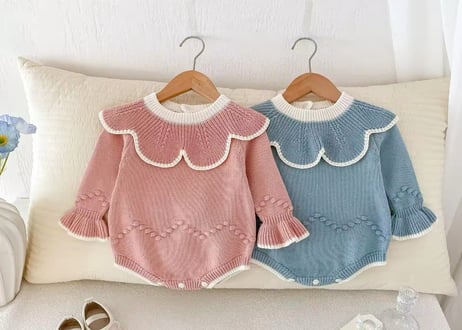 パステルカラーフリルニットロンパース⭐︎66〜90