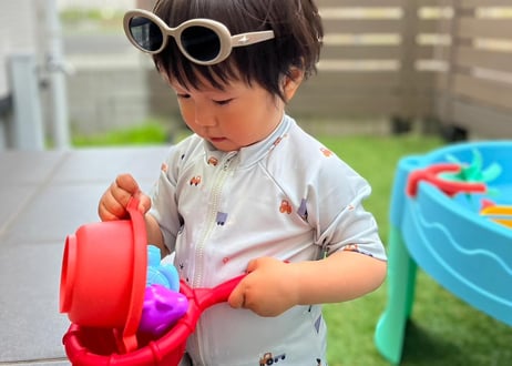 くすみカラー帽子付きスイムウェア80〜130