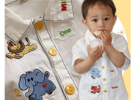 アニマルワッペン刺繍シャツ🐯80〜130