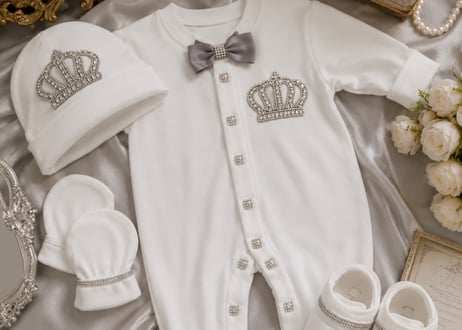 キラキラクラウンロンパース4セット👑新生児〜73