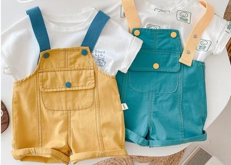 ツートンカラーサロペット💛💚73〜120