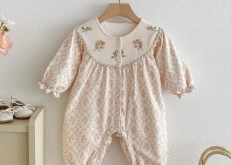 フラワー刺繍ふわふわロンパース66〜100