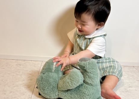 襟付きグリーンcottonロンパース59〜90💚即納