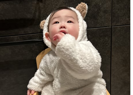 もこもこ足付きジャンプスーツ新生児〜80