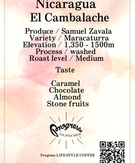 【直接買付】ニカラグア　エル・カンバラチェ農園/ マラカツーラ/ウォッシュド/中煎り　/　Nicaragua  El Cambalache /Maracaturra/Washed