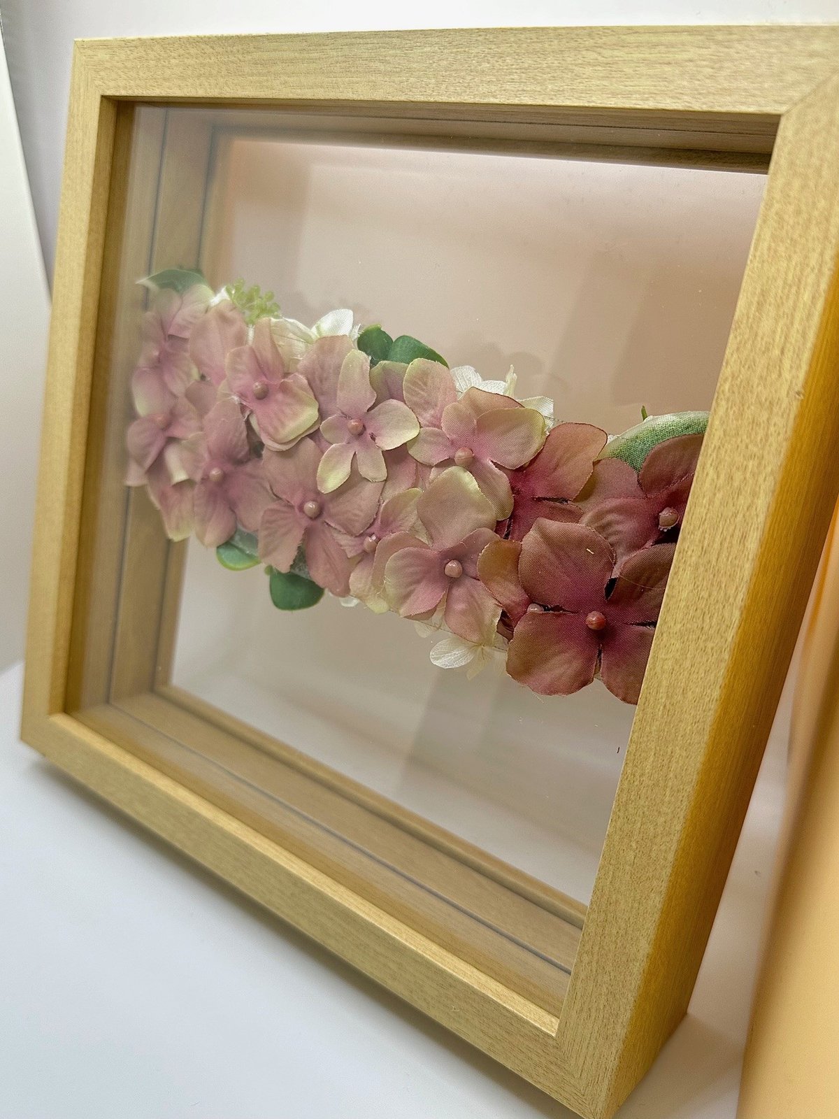ビンテージ　プリザーブドフラワー ガラスケース入り　写真たて プリザーブドフラワー ガラスケース ピンク | Flower shop grace.