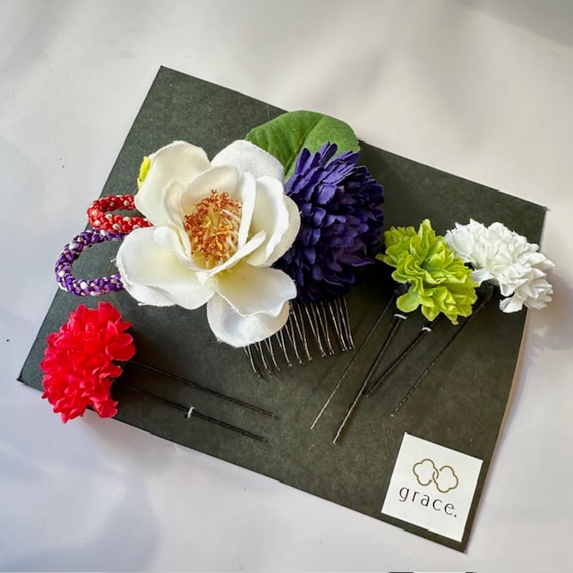 アートフラワー　ベア 粘土の花〓7種盛り＊薔薇とカーネーション・ミックスフラワー♡麻布