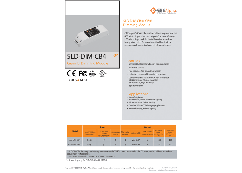 Casambi調光モジュール SLD-DIM-CB4 4ch カサンビ調光 LED調光 Cas