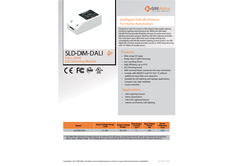 DALI調光モジュール SLD-DIM-DALI 定電圧出力 DALI調光 LED調光 GR