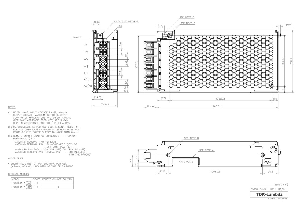 AC/DCコンバータ　HK100A-12/A HWS100A-12 | AC入力電源（AC-DCコンバータ） HWS-Aシリーズ