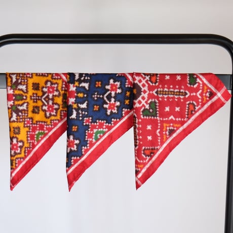 パトラ織り　チーフ　ミニスカーフ　約26×26cm　インド　3種類