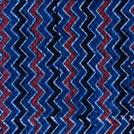 ポーチ　インド綿　ブロックプリント　アジュラック　インディゴ×縦縞