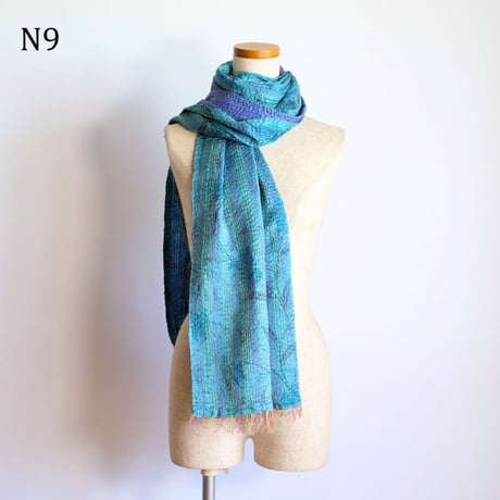 シルクカンタ　ストール　約50×200cm　インド刺し子布　N1～N10