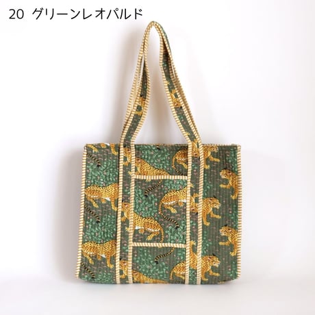 トートバッグ インド綿 ブロックプリント Mサイズ 12～20
