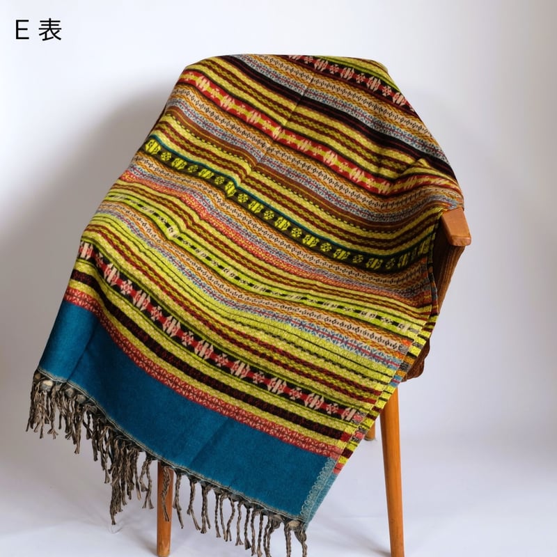 ヤクウール ショール ブランケット 約95×200cm インド カシミール 5