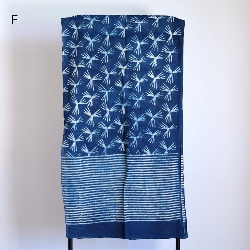 インド綿 ストール ブロックプリント 約54×195cm インディゴ 7種類