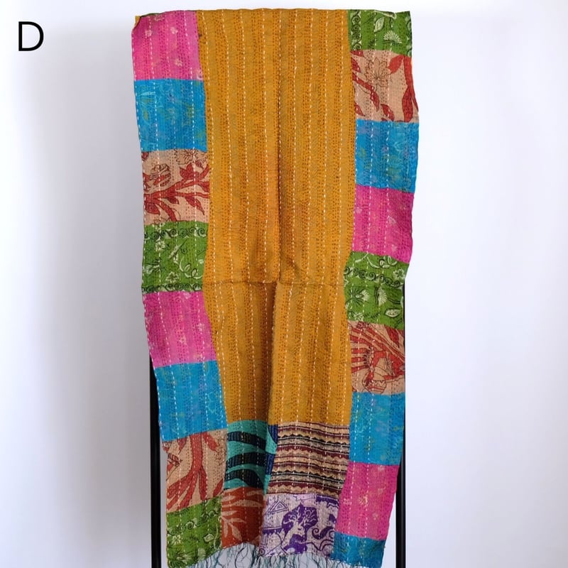 シルクカンタ ストール パッチワーク 約50×200cm インド刺し子布 A～F