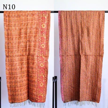 シルクカンタ　ストール　約50×200cm　インド刺し子布　N1～N10