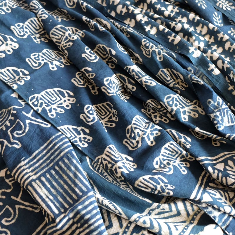 インド綿 ストール ブロックプリント 約50×200cm ビリジアン | インド