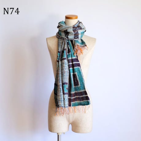 シルクカンタ　ストール　約50×200cm　インド刺し子布　N71～N80