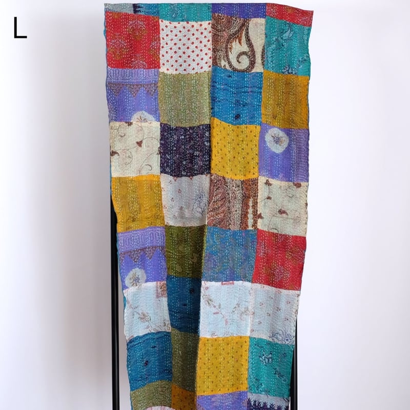 シルクカンタ ストール パッチワーク 約50×200cm インド刺し子布 G～M