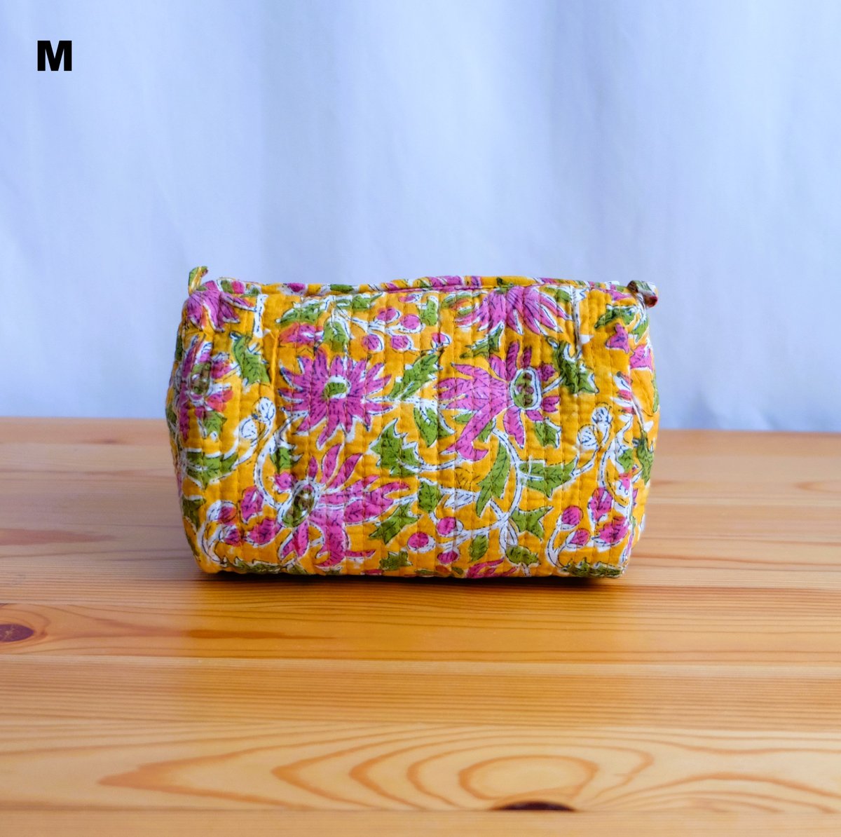 ポーチ インド綿 ブロックプリント イエロー | インド雑貨のお店