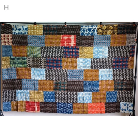 マルチクロス　グドリ　パッチワーク　刺し子刺繍　約152×230cm　インド綿　9種類