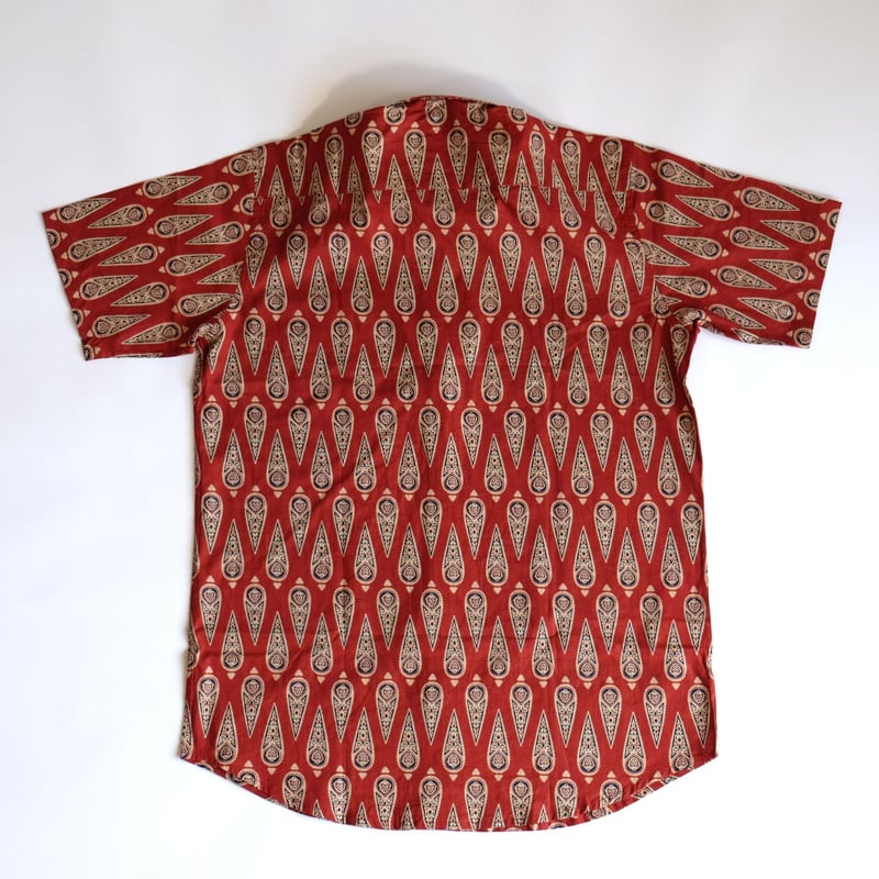 ショートスリーブシャツ ブロックプリント Medium/Large レッド ショートスリーブシャツ ブロックプリント Medium/Large レッド