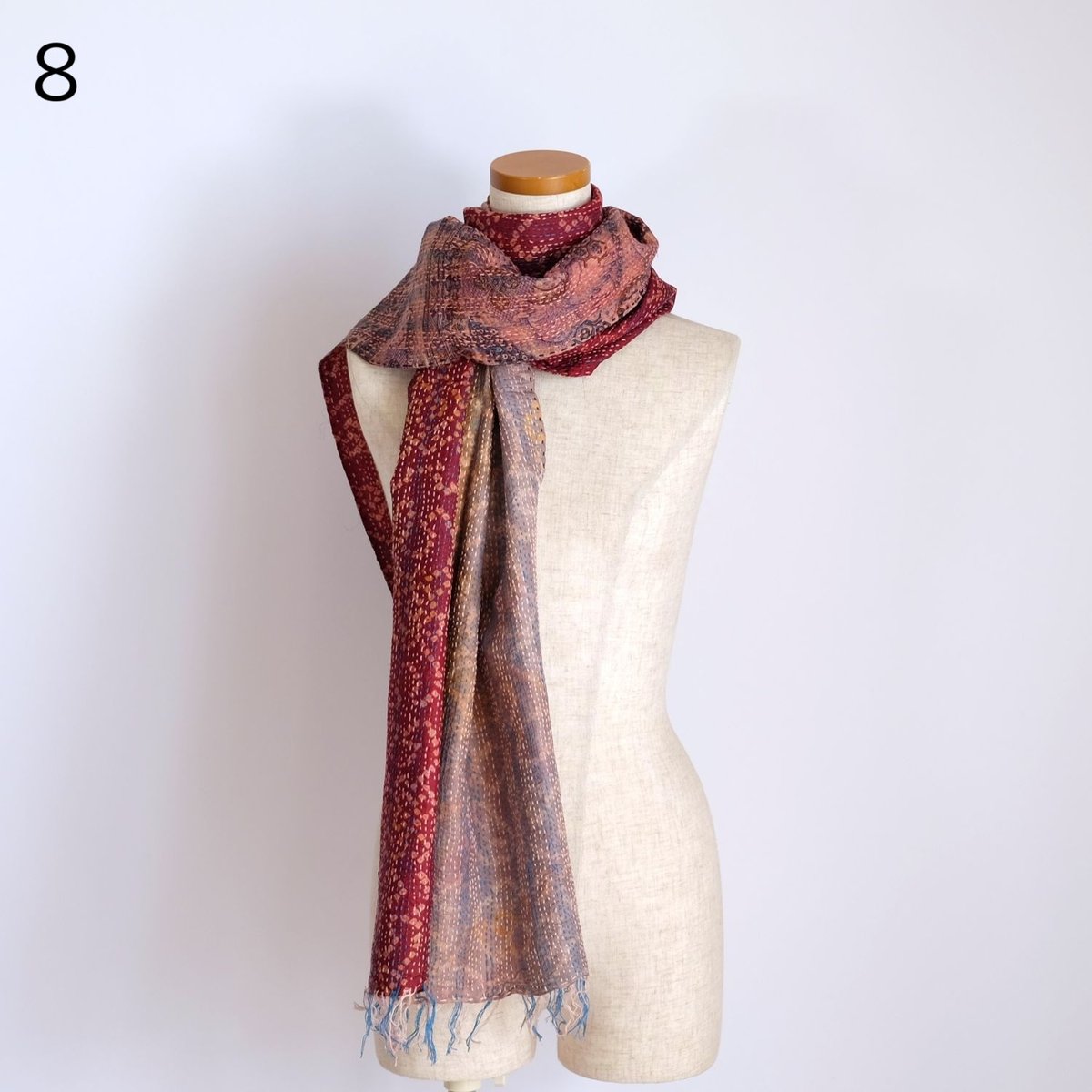 シルクカンタ ストール 約50×200cm インド刺し子布 7-12 | インド雑貨