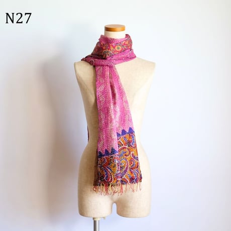 シルクカンタ　ストール　約50×200cm　インド刺し子布　N21～N30