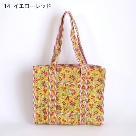 トートバッグ インド綿 ブロックプリント Mサイズ 12～20
