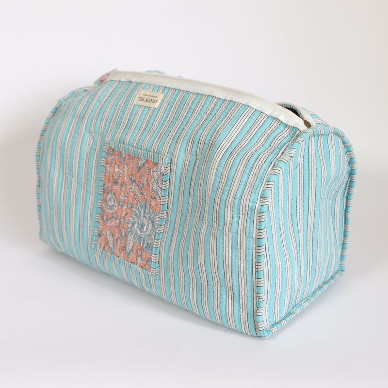 ダッフルバッグ インド綿 ブロックプリント オレンジリーフ | インド