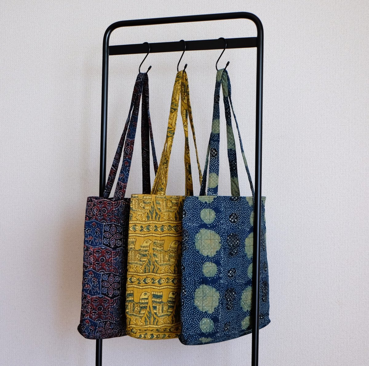 トートバッグ インド綿 ブロックプリント アジュラック インディゴ