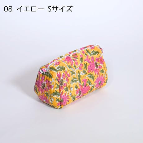 ポーチ インド綿 ブロックプリント Sサイズ 20種類