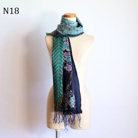 シルクカンタ　ストール　約50×200cm　インド刺し子布　N11～N20