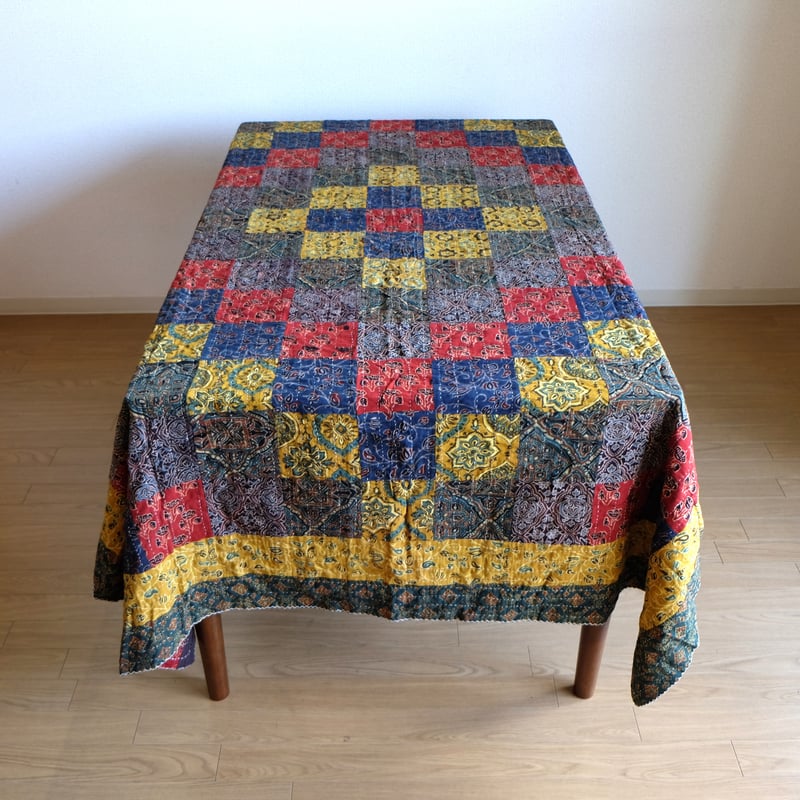 マルチクロス グドリ パッチワーク刺し子 約142×215cm インド綿 マルチクロス グドリ パッチワーク刺し子 約142×215cm インド綿