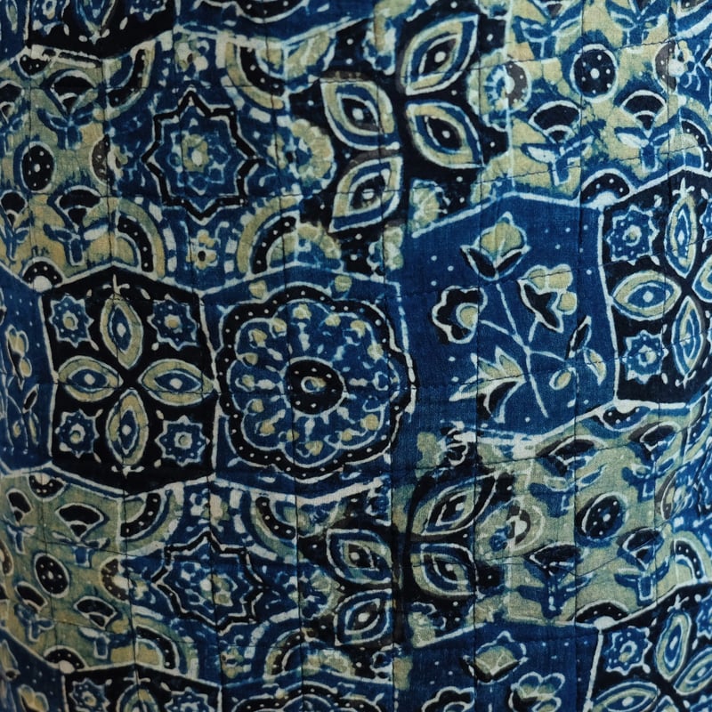 トートバッグ インド綿 ブロックプリント アジュラック ターコイズ