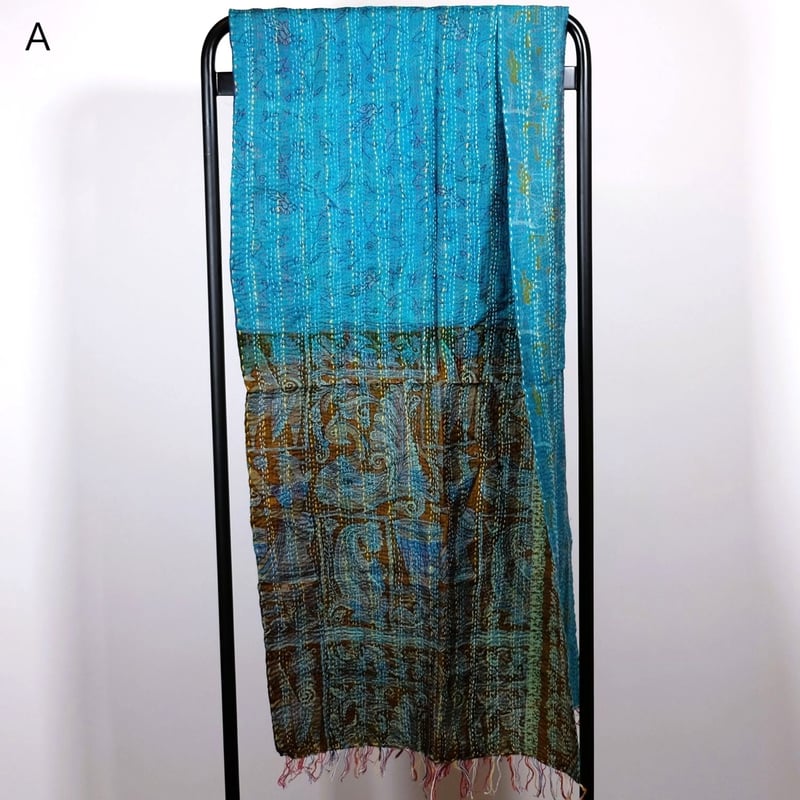 dosaストール　カンタストール(刺し子) シルクカンタ ストール 約50×200cm インド刺し子布 9種類