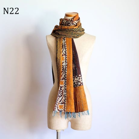 シルクカンタ　ストール　約50×200cm　インド刺し子布　N21～N30