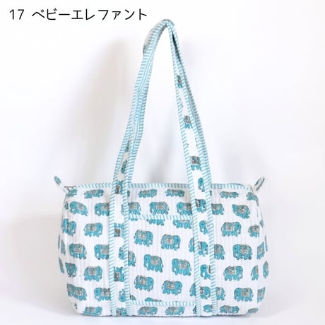 ダッフルバッグ インド綿 ブロックプリント Mサイズ 01～20