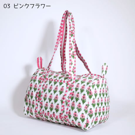 ダッフルバッグ インド綿 ブロックプリント Mサイズ 01～20