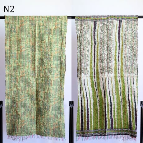 シルクカンタ　ストール　約50×200cm　インド刺し子布　N1～N10