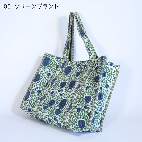 トートバッグ インド綿 ブロックプリント Lサイズ 01～11